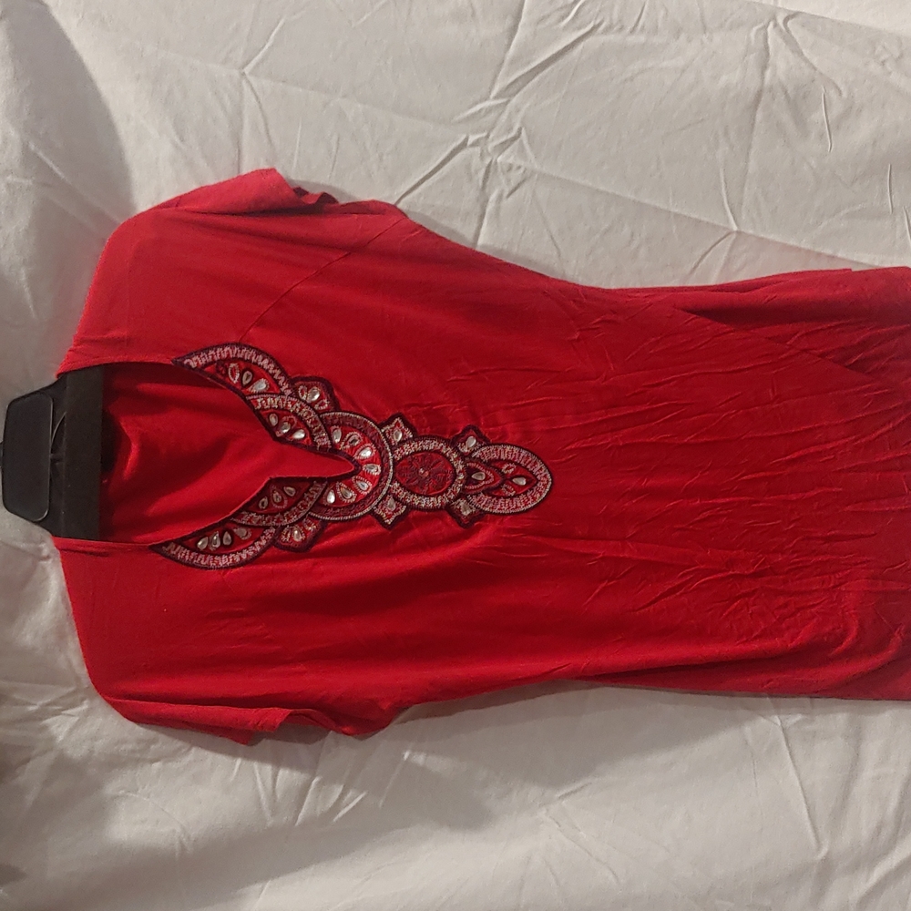Red embellished T-shirt